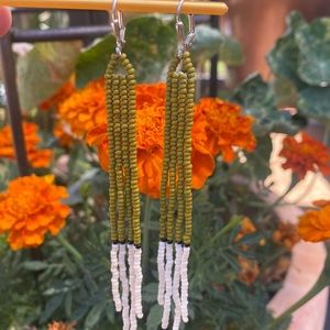 Hand made seed bead earrings artisan beaded earrings